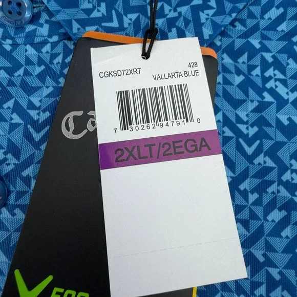 Callaway Polo Shirt Mens 2XLT Vallarta Blue Opti-Dri Swing Tech Golf Stretch NEW - Picture 11 of 16